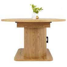 Extendable Dining Table With Storage, Multifunctional Table With Removable Shelves, Space-Saving Kitchen Table For Small Rooms And Dining Rooms, MDF Tabletop, Natural Brown. - 棕色 - 查看 3