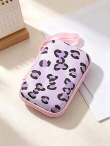 Bag In Bag Leopard Print Love,Bow Shaped Love Earphone Data Cable Charger Storage Bag Earphone Storage Box Anti Drop Zipper Bag Cartoon Creative - Multicolor - View 11