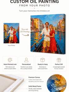Custom Hand-Painted Oil Painting From Photo, Portrait, Person, Pet, Landscape, Birthday, Hotel, Project Decorative Painting - Multicolor - View 2