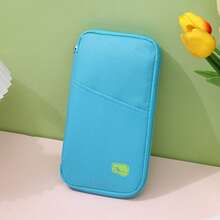 1 pièce Porte-passeport de voyage premium - Avec fermeture éclair, fentes pour carte d'identité et carte de crédit, poche pour téléphone - Sac de rangement à carreaux noir et blanc, organisateur pliable en silicone portable | Rangement de documents sécurisé essentiel pour les vacances | Design à la mode, utilisation toute saison, porte-passeport indispensable pour les voyages en famille - Multicolore - Voir 12