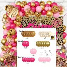103pcs Leopard Print Balloon Arch Wreath Set, Includes Bright Pink, Pink, Gold, Leopard Print, And Sequined Foil Paper Latex Balloons, Perfect For Birthday Parties, Baby Showers, Bridal Showers, Bachelor/Bachelorette Parties, And More. - Multicolor - View 6