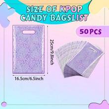 10/20/50个装 K-Pop主题动漫派对礼品袋，魔法音乐主题派对礼品，适合歌手生日派对装饰，紫色和粉色 K-Pop 生日派对用品，演唱会礼品包装袋 - 彩色 - 查看 9