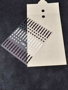 1 pieza Pegatinas de uñas con diseño de corazón de hueso en blanco y negro, autoadhesivas desechables con relieve, estilo oscuro, INS, adecuadas para fiestas de vacaciones - Multicolor - Ver 6