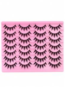 14 Pairs Manga Little Devil Style False Eyelashes, Japanese Cosplay Thick Exaggerated False Eyelashes Extension, Spiky Cartoon Dramatic Look, Black Stem False Eyelashes, Soft Natural, Lightweight Comfortable, Suitable For Daily Thick Makeup, Roleplay Party, Manga Eyelashes, False Eyelashes - Black - View 8