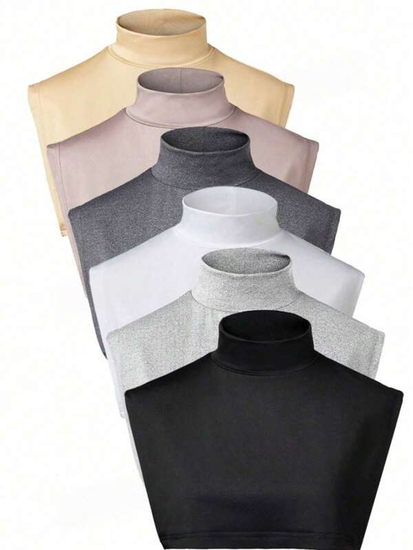 1/2/6pcs Soft And Elastic Fabric Fake Collar, Comfortable Experience, Unisex Versatile Daily Item, Suitable For Layering, Easy To Match With Various Outfits, Women's Accessory