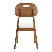 Modern Style Dining Chair Set (2 Pieces) / Oval Solid Wood Dining Chairs With Backrest / Wooden Chairs With Carrying Handles / Upholstered Kitchen Chairs / Suitable For Dining Room And Living Room - 白色+胡桃木色 - 查看 10