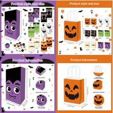 6/12pcs Halloween Gift Bag Set, Trick Or Treat Party Supplies, Featuring Halloween Theme Black Cat, Ghost, Mummy Holiday Prints, Halloween Party Gift Bags - Multicolor - View 3