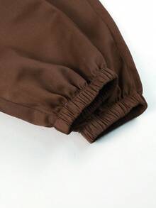 1 buah Celana Panjang Kasual Anak Laki-laki untuk Olahraga Luar Ruangan, Banyak Saku, Motif Minimalis, dan Manset - Coklat - View 6