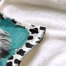 1pc Cow & Bull Pattern Soft Comfortable Flannel Blanket, Warm Cozy Nap Blanket For School Dorm Office, Bedding For All Seasons, Sofa Bed, Outdoor Camping, Gift - Mint Blue - View 7