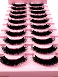 New 10 Pairs 18mm 3D Mink Fur False Eyelashes 8D Dense Fluffy Soft Eyelash Extensions Natural Makeup Mink Fur Eyelashes - 黑色 - 查看 4