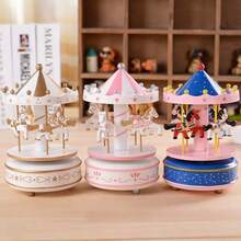 1pc Rotating Carousel Music Box, Mechanical Driven, No Battery Required, Cake Shaped, Gift, Valentine's Day, Christmas Gift, Decorative Ornament - A - View 7