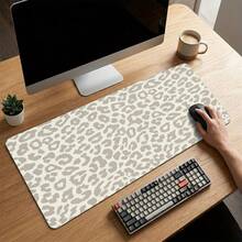 1pc Neutral Beige Leopard Print Extended Mouse Pad, Non-Slip Rubber Waterproof Stain-Resistant Smooth Desk Mat, Suitable For Home Office Laptop Study Gaming Desk Decoration, Fit For Gamers, Office Workers, Students, Girls And Desk Decor Enthusiasts - Multiple Styles - View 5