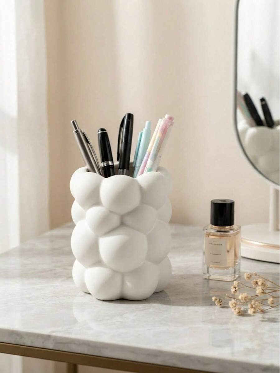 1pc-Pen & Makeup Brush Dual-Use Storage Holder, 3D Bubble Design Desk & Vanity Organizer - Multicolor - View 1