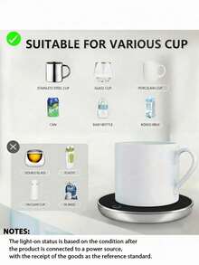 Portable Electric Cup Warmer Heating Pad, Touch Control With 3 Adjustable Temperature Levels, 8 Hours Auto Power Off Function, Beverage Heater For Coffee, Tea & Milk, Desktop Heating Mat Ideal For Home & Office Use - View 5