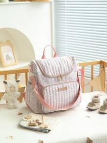 1 pieza Bolso de pañales multifuncional de gran capacidad con estampado floral ditsy, se puede colgar en el cochecito - Multicolor - Ver 2