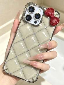 可愛蝴蝶結亮片透明手機殼，適用於 iPhone 17 Pro Max 16 17e 13 14 15 16e 17e - 黑色 - 查看 3