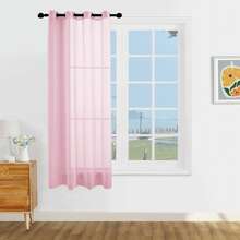 1pc And 2pcs Transparent Curtains/Minimalist Solid Color Transparent Curtains/Top Lock Ring Design/Plain Color Light Filtering Curtains/Light Balance Filtering Sunlight/Living Room Transparent Curtains/Living Room Transparent Curtains/Study Room Transparent Curtains/Cabinet Cover Curtains/Pink Curtains - Baby Pink - View 25