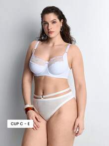 Slumbrini Plus Size Women's White Lace Sexy Bra - With Thin Padding And Lining, Comfortable Push-Up Design - White - View 1