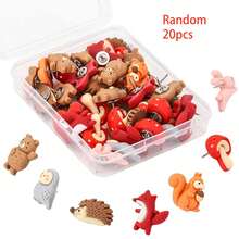 10/15/20pcs Random Animal Pattern Push Pins, Cute Creative Photo Wall Fixing Large Head Pins, Office Supplies - Multicolor - View 12