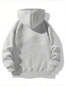 Sweatshirt Hoodie Pria Warna Polos dengan Resleting Setengah/Seperempat, Sweatshirt Pullover Lengan Panjang Beludru, Sweatshirt Pullover Tebal dengan Lapisan Hangat, Cocok untuk Musim Gugur/Musim Dingin - Light Grey - View 5
