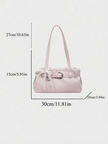 Stylish PU Shoulder Bag Alace Pearl Bow Charm. Perfect Everyday Commutes Working Professionals, Sweet Dates Shopping Trips Women, Short Vacations. - Pink - View 2