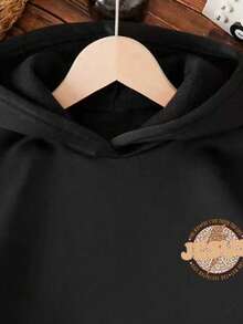 Tween Girl Letter Pattern Casual Daily Sweatshirt - Black - View 3