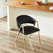 Set Of 2 Dining Chairs In Black PU Leather, Luxurious Gold Metal Frame, Modern Minimalist Chair With Backrest, Suitable For Dining Room & Living Room - Black - View 8