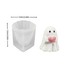 Halloween Cute Ghost Shaped Scented Candle Silicone Mold, DIY Craft Ornament Making Mold, Reusable And Easy To Demold - Transparent White - View 5