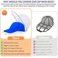 Hat Washing Protection Cover, Baseball Cap Laundry Storage Bag, Reusable Hat Washing Mesh Bag, Home Laundry Hat Care Accessory, Travel Hat Protection Cover, Daily Hat Cleaning Storage Bag, Washing Machine Hat Protection Cover, Outdoor Travel Hat Storage Tool, Daily Use - Multicolor - View 4