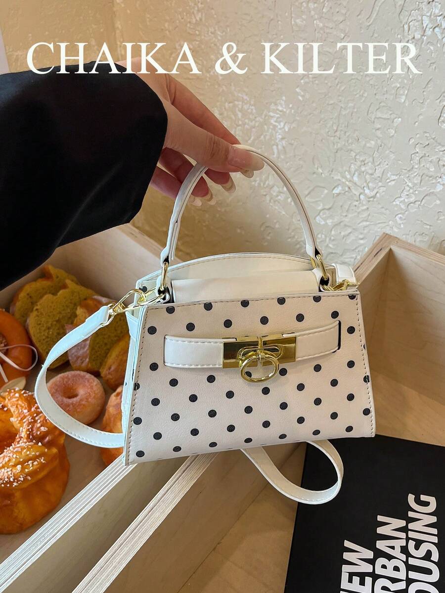 New Summer Lychee Texture Women's Handbag, Fashionable Shoulder Strap Decor Adjustable Strap Crossbody Bag, Minimalist Solid Color High-End Hardware Decor Shoulder Commuter Bag