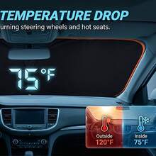 1pc Car Windshield Sun Shade, High-Density Light-Blocking Fabric Effectively Reduces Temperature, Rotatable And Foldable Compact Storage, Universal Fit For Most Car Models, Summer Essential - Random - View 7