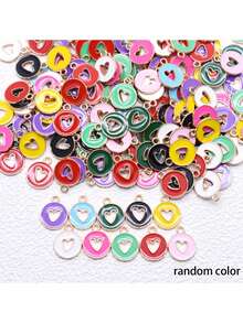 20pcs Fashion Drip Oil Heart Pendant Round Zinc Alloy Pendant Can Be Used For Women's Earrings Necklace Bracelet DIY Handmade Craft Supplies Accessories Wholesale (Multi-Color Random) - Multicolor - View 1