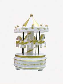 1pc Rotating Carousel Music Box, Mechanical Driven, No Battery Required, Cake Shaped, Gift, Valentine's Day, Christmas Gift, Decorative Ornament - A - View 6
