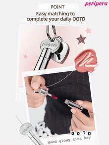 Peripera 2.4 G MOOD GLOWY TINT KEY 化妝品吊飾液體唇釉棒,豐盈果凍光澤透亮亮澤,不乾澀長效持色唇蜜鑰匙圈,可穿戴美妝配件,可用作包包掛飾,K-Beauty - 03 Withered Rose - 查看 3