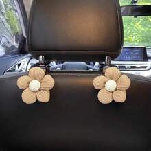 2件組汽車座椅頭枕掛鉤，可愛花卉圖案汽車後座手提包收納架，汽車座椅背花紋掛鉤，可掛外套、雨傘、購物袋，適用於所有車型 - A - 查看 10