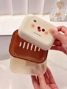 2pcs Creative Portable Soap Box With Lid, Double Layer Drainage Soap Holder For Bathroom - Multicolor - View 3