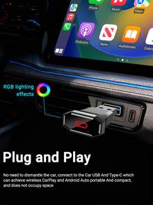 XUDA 全新 SuperBox Mini 車載主機，無線 CarPlay 與 Android，有線轉無線 2 合 1 功能，支援 2.4-5.0 GHz WiFi 5，時尚便攜式車用 CarPlay 接收器，適用於 99% 配備有線 CarPlay 與 Android 功能的汽車 - C - 查看 3