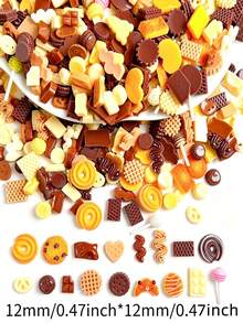 30pcs Random Mixed 3D Resin Multi-Style Chocolate Macaron Pizza Shaped Nail Art Decoration DIY Accessories - Multicolor - View 3