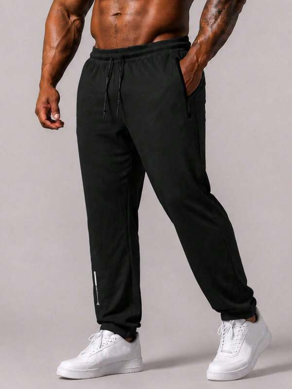 CZRLHYT Plus Size Men's Solid Color Loose Outdoor Cargo Pants, Drawstring Waist, Pleated Design, Black Loose Cargo Pants