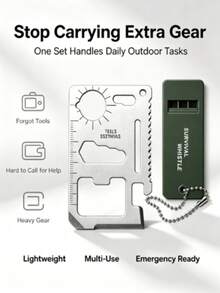 Essential For Women 11-In-1 Survival Tool Card + Loud Whistle, Stainless Steel Multi-Function Tool Card Pocket Multi-Tool, Outdoor Camping Hiking Emergency - Multicolor - View 8