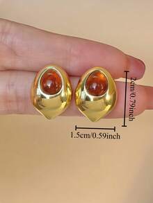 1 Pair Geometric Water Drop Stud Earrings, Fashionable Women's Summer Vacation Wear Gift - Teardrop Stud Earrings - View 2