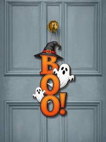 Decorative Signs And Hanging Plaques 2D Flat Wooden Wall Decor Horror Gothic Style No Electricity Required Suitable For Home And Kitchen Holiday Decoration Halloween Decoration - BOO - View 1