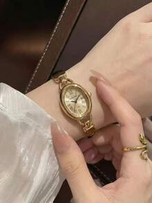 CARYINO 1pc Fashionable Minimalist Ins-Style Pink Dial Teardrop Shaped Watch With Smooth Strap, Silver Ladies Watch, Elegant & High-End, Suitable For Daily Wear, Dates, Birthday Gifts - one-size - View 13
