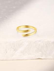 EleRunis 925 Sterling Silver Minimalist Chunky Basic Plain Toe Ring Adjustable Size Summer Beach Wear Open Design Versatile Foot Jewelry For Girls Beach Travel - Gold - View 4