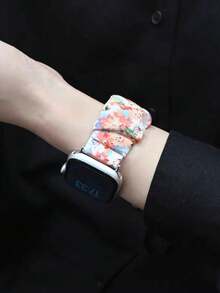 2pcs Vintage Floral Print Watch Band, Elastic Stretch Design, Compatible With Apple Watch 38/40/41/42/44/45/46/49mm, Cute Girl Must-Have Item, Aesthetic Accessory, Suitable For Shopping, Dating, Walking, Daily Commute, Compatible With All Series, Bohemian Summer Beach Vacation Style, Soft And Skin-Friendly, Women's Accessory - Multicolor - View 8