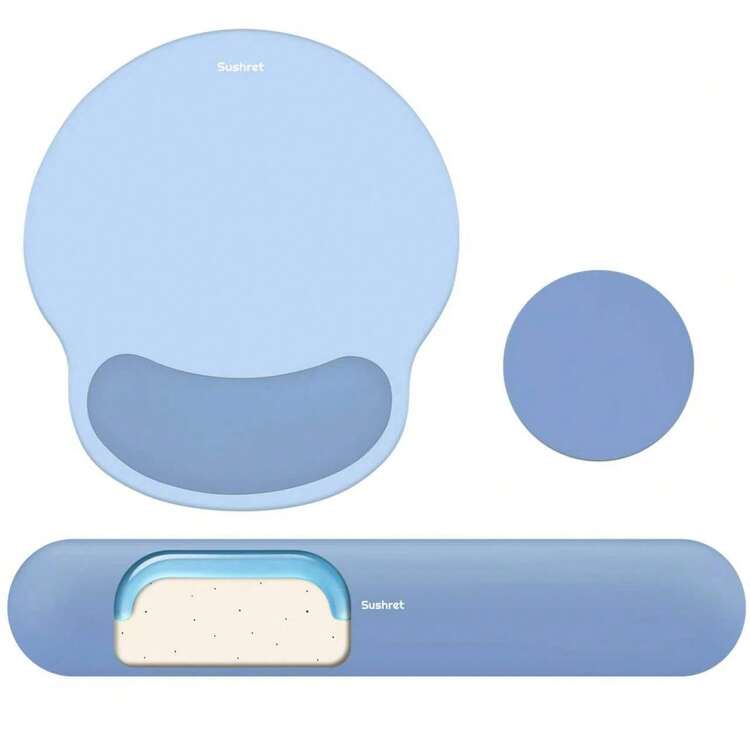 Juego de 3 en 1 de alfombrilla de ratón ergonómica con soporte de muñeca de espuma de memoria de gel, alfombrilla de ratón para juegos con soporte de brazo, accesorios de escritorio lindos para computadora y oficina - Multicolor - Añade 35