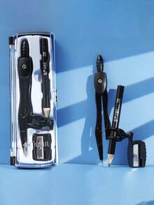 1pc Compass Set With Mechanical Pencil And Compass, Suitable For Fountain Pen/Mechanical Pencil, Exam Drafting Drawing Tool Kit Back To School - Multicolor - View 1
