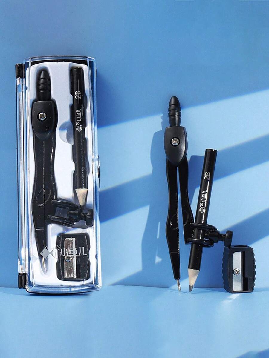 1pc Compass Set With Mechanical Pencil And Compass, Suitable For Fountain Pen/Mechanical Pencil, Exam Drafting Drawing Tool Kit Back To School - Multicolor - View 1