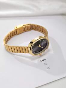 1pc Women's Casual Luxury Versatile Minimalist Vintage Quartz Watch Suitable For Daily Wear - Gold - View 3