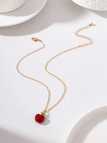 Kalung Liontin Apel Penggaris Pensil Enamel 3D Lucu, Perhiasan Fashion untuk Kembali ke Sekolah dan Kelulusan, Cocok Sebagai Hadiah untuk Pemakaian Sehari-hari Siswa dan Wanita Muda - Yellow Gold - View 17